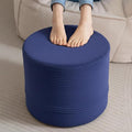 LITA Round Stuffed Pouf Ottoman, Corduroy Poufs with High-Density Foam Filling and Washable Cover, Furry and Fluffy Bean Bag Foot Stools Ottoman for Living Room, Bedroom, Office, Navy Blue