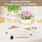 LASZOLA 5 Tiered Plant Stand Indoor Outdoor with Plastic Tray, Corner Folding Tall Flower Display Rack, Modern Plant Holder Shelf for Outdoor Patio Porch Garden Office Living Room, White