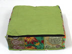 Mam Treasures Indian Bohemian Decorative Pillow Vintage Cushion Cover Patchwork Square Floor Pillow Cover Meditation Cushion Large Floor Pillow Indian Cushion (Light Green, 18 X 18 X 5 Inch)