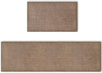 Artoid Mode Washable Kitchen Rugs and Mats Set of 2, Non-Skid Rubber Absorbent Kitchen Mats for Floor Front of Sink Hallway- 17x29 and 17x60 Inch