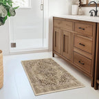 Medallion Brown 2x3 Entryway Rug, Washable Kitchen Rugs Non Slip, Ultra Thin Medallion Door Mat Indoor Entrance Back Front Door, Low Pile Retro Small Rug for Inside Entry/Foyer/Bathroom/Bedside
