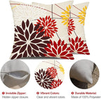DFXSZ Red Brown Outdoor Pillow Cover 18X18 Inch Set of 2 Outdoor Waterproof Fall Floral Brown Decorative Pillowcase Decor for Couch Patio Funiture Garden Print Polyester Cushion Cover 01K18