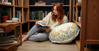 Large Round seat Floor Cushion Chair Ottoman Cover Pouf Pillow Meditation Floor Cushions for Adults Seating pouffe Ottoman Throw Covers Craft Room Furniture for Sitting Cover Gold White 32 inch Round