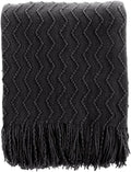 BATTILO HOME Black Throw Blanket for Couch, Boho Black Throws for Home Decor, Soft Throw Blankets for Bedroom Decor Housewarming Gifts, 50"x60"