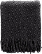 BATTILO HOME Black Throw Blanket for Couch, Boho Black Throws for Home Decor, Soft Throw Blankets for Bedroom Decor Housewarming Gifts, 50"x60"