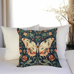 William Morris Abstract Vintage Floral Velvet Butterfly Design Throw Pillow Covers Home Decor, Retro Art Decor Pillowcase Cushion Cover for Bed Sofa Living Room, Square 18x18inch (Beige-Butterfly)