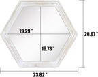 Stonebriar Decorative 24" Hexagon Wall Mirror with Worn White Wood Frame and Attached Hanging Bracket, Decorative Country Rustic Decor for the Living Room, Bedroom, Bathroom, Hallway, and Entryway