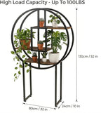 OFFICEROO Indoor Plant Stand 4ft 3in – Modern Asian Inspiration Moon Plant Stand, Circle Plant Shelf