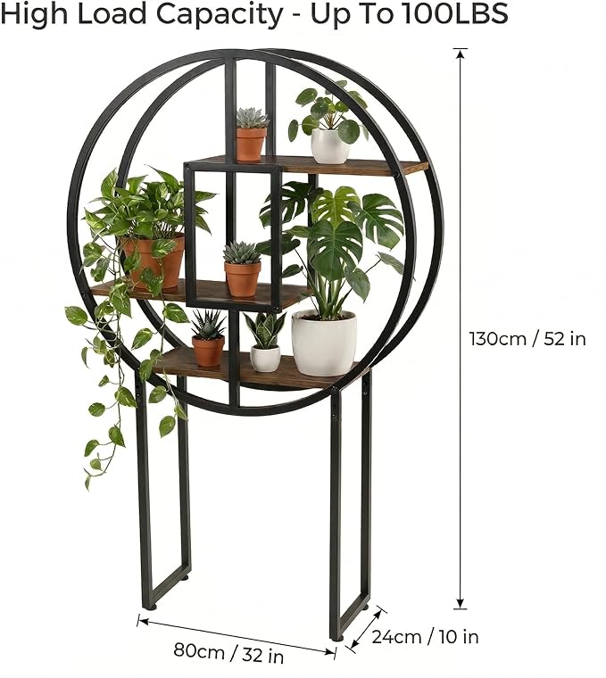 OFFICEROO Indoor Plant Stand 4ft 3in – Modern Asian Inspiration Moon Plant Stand, Circle Plant Shelf
