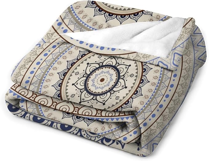 Mandala Throw Blanket Retro Eastern Backdrop Swirled Cosmic Lotus Yoga Boho Artwork Blanket for Sofa Bed Couch Chair Or Dorm 30"x40"