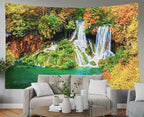 EMMTEEY Forest Tapestry Tranquil Waterfall Scenery in Autumn Forest Wall Tapestry Aesthetic 50X60 Room Tapestry, Nature-1
