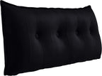 Johnear Bolster Pillow Headboard Backrest Pillow Velvet Large Daybed Cushion Lumber Back Pad Support Positioning Sofa Bed Rest Reading Pillow （Black, 54 x 3 x 20 inches）