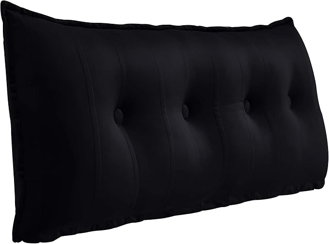 Johnear Bolster Pillow Headboard Backrest Pillow Velvet Large Daybed Cushion Lumber Back Pad Support Positioning Sofa Bed Rest Reading Pillow （Black, 54 x 3 x 20 inches）