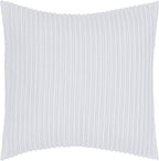 Better Trends Jullian Collection is Super Soft and Light Weight in Bold Stripes Design 100% Cotton Tufted Unique Luxurious Machine Washable Tumble Dry, Euro Sham, White