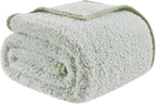 EMME Soft Sherpa Fleece Blanket Reversible Plush Fluffy Large Blanket, Light Weight Warm Decorative Boho Blanket Cover for Sofa, Couch, Bedroom,Travel(Plush Sage,108"x90")