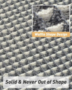 Upgraded Waffle Runner Rug Super Absorbent Non Slip Bath Mats for Bathroom Washable Bathroom Runner Rug with Tassels, Ideal for Hallway Bedroom Laundry Room, Dark Grey & Cream, 2' x 5'(24" x 60")