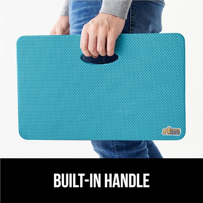 GORILLA GRIP Extra Thick Patent Pending Supportive Foam Kneeling Pad, Large Cushion Knee Pads for Gardening, Baby Bath, Dirt and Water Resistant, Workout and Garden Supplies, 17.5x11, Turquoise