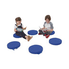 ECR4Kids SoftZone Floor Cushions, Round, Flexible Seating, Blue, 6-Piece