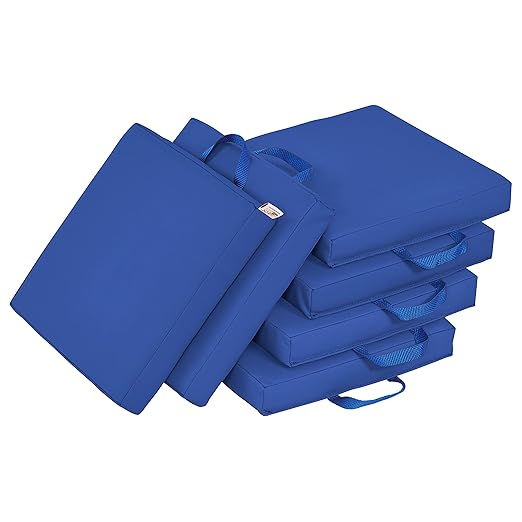 ECR4Kids SoftZone Square Floor Cushions with Handle, Flexible Seating, Blue, 6-Piece