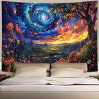 MCKTOM Galaxy Space Tapestry Trippy Mountain Starry Sky Misty Forest Fantasy Landscape Tapestry Wall Hanging for Bedroom Aesthetic Living Room Home Decor 60X40 Inches