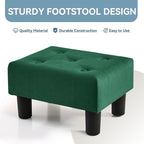 Poofzy Small Foot Stool Ottoman, Velvet Ottoman Foot Rest with Legs, Rectangle Foot Rest for Couch, Footstools and Ottomans Small for Living Room and Entryway (Green)