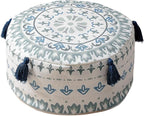 MOCOFO Pouf D45xH20cm Scandinavian Simplicity Geometric Print Floor Cushion Cover- Washable Ottoman for Living Room Home Decor