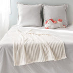 MIULEE Super Soft Throw Blanket with Stripe Pattern for Lightweight Fleece Warm Plush Cozy Bed Blanket 30"x40", Cream White