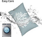 Coastal Pillow Covers 12x20 Set of 2 Blue Coral Starfish Throw Pillows Nautical Ocean Decorations Summer Linen Beach Pillowcase Outdoor Decor Farmhouse Lumbar Cushion Case for Home Living Room