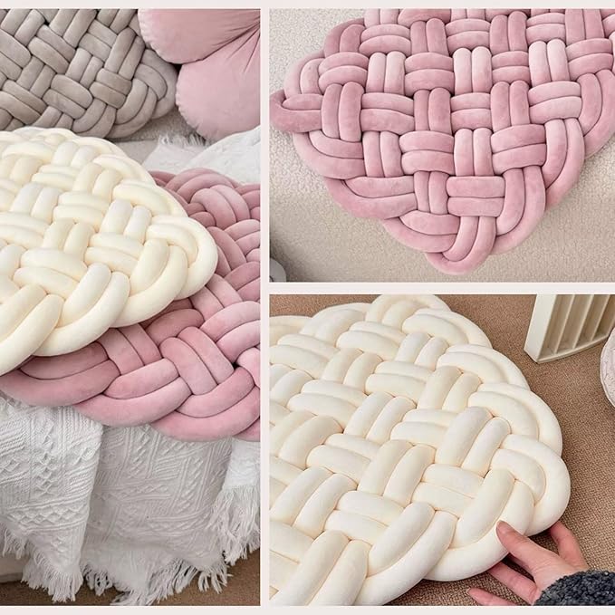 Knot Floor Pillow 19 x 15 Inch Handmade Knotted Meditation Floor Cushions for Adults Sofa Bedroom Reading Room Office Balcony Navy Blue