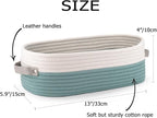 Cotton Rope Woven Toilet Paper Baskets for Organizing Decorative for Boho Decor Small Storage Gift 13"x5.9"x4" Mint Green