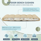 downluxe Outdoor Bench Cushion for Patio Furniture, Waterproof Tufted Overstuffed Porch Swing Cushions, Thick Outdoor Loveseat Cushions, 48" X 18" X 5", Khaki, Set of 1