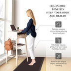 HappyTrends 2 PCS Kitchen Mat Cushioned Anti-Fatigue Floor Mat, Heavy Duty Ergonomic Comfort Foam Standing Mat, 20"x30"+20"x60",Chocolate