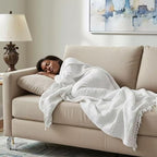 KyraHome 100% Cotton Muslin Blankets for Adults, Couch, 50"x60", Pre-Washed Plant Dyed, Breathable Lightweight Gauze Bed Blanket, All Season (White)