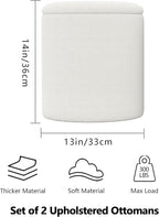 Ottoman Poufs with Storage,Soft Upholstered Vanity Stool,Multifunctional Ottomans Coffee Table Padded Seat Foot Rest for Living (White M)
