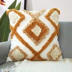 Merrycolor Boho Throw Pillow Covers 18x18 Orange Woven Tufted Decorative Pillow Covers Modern Accent Bohemian Square Pillow Cases for Couch Sofa Bedroom Living Room (No Pillow Insert,1Pcs)