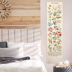 Geetery Vintage Floral Vertical Tapestry Wall Hanging Decor Long Flower Narrow Botanical Fabric Wall Art Hanging Reference Illustrative Tassel Tapestry for Bedroom Living Room Home Decor Gift(White)