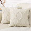 decorUhome Spring Throw Pillow Covers 16x16 Inch Set of 2, Soft Plush Faux Fur Wool Beige Accent Couch Pillow Covers for Modern Farmhouse Bed Sofa Living Room