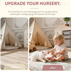 Lahome Sylvie Boho Light Pink Round Rug 4ft, Washable Small Circle Rugs for Bedroom Kids, Pink and Green Nursery Circular Carpet Girl Decor, Soft Non-Slip Round Carpet for Sunroom, Blush