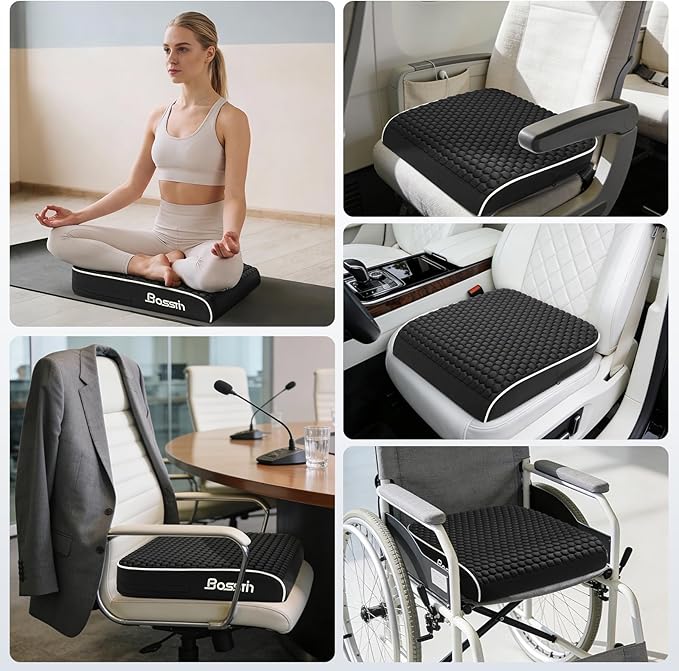 Extra Large Office Chair Cushion (19"x17"x3"), Seat Cushion with Honeycomb Message Dots & High-Resilient Foam for Back & Tailbone Pain Relief, Butt Pillow for Long Sitting, Car Seat, Wheelchair, Floor
