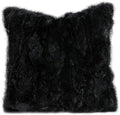 MOOX Rabbit Fur Throw Pillow Covers Decorative Fluffy Soft Fuzzy Plush Luxury Genuine Animal Skin Lumbar Pillow 18"x18" Cushion Cover, Couch-Black