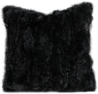 MOOX Rabbit Fur Throw Pillow Covers Decorative Fluffy Soft Fuzzy Plush Luxury Genuine Animal Skin Lumbar Pillow 18"x18" Cushion Cover, Couch-Black