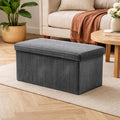 30'' Pouf Ottoman for Couch with Storage Plush Corduroy Ottoman Sectional Couch Large Foldable Gray Foot Stools for Living Room Plush Corduroy