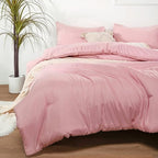 ROSGONIA Pink Comforter Set Queen,3pcs (1 Boho Pink Comforter & 2 Pillowcases) All Season Bedding Comforters Lightweight Bedspread Blanket Quilt