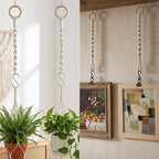 3 Pcs Adjustable Macrame Plant Hanger Extenders with Wooden Ring Handmade Woven Hanging Basket Extension Connectable Rope Hanging Plant Extender for Outdoor Indoor Plants Pot Holder Home Decor