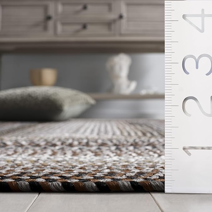 SAFAVIEH Washable Rug Outdoor Braided Collection - 6' x 9', Brown & Multi, Handmade & Reversible, Non-Shedding & Easy to Clean, Ideal for Patio, Backyard, Mudroom (BRD308T)