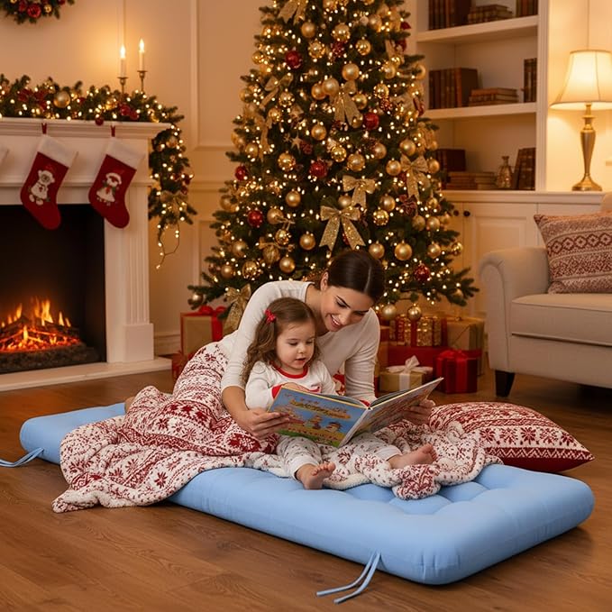 Long Floor Cushion Large Floor Cushion with Brushed Cotton 74.8 x 27.5 x 3.15 in Jumbo Lounger Pillow for Outdoor Indoor Bay Window Meditation Yoga Reading Sleeping(1 Pc,Light Blue)