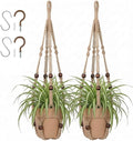 Macrame Plant Hanger 23", Set of 2 No Tassel Hanging Plant Holder Indoor, Sturdy Flower Pot Holder with Hooks - Brown (Pot NOT Included)