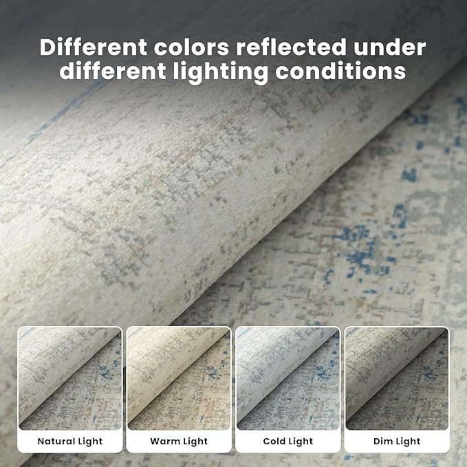 Washable Rugs 3x5 Area Rugs for Living Room- Modern Abstract Rugs for Bedroom,Dining Room,Kids Room,Ultra Soft Low Pile Small Carpet with Non Slip Rubber Backing,Neutral Accent Nursery Rug