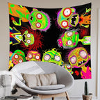 Horror Tapestry Blacklight Tapestry for Bedroom Zombie Crowd Around Tapestries UV Reactive Poster Glow in the Dark Walker Undead Ghoul Tapestries Wall Hanging Halloween Decor Scary Room Decor 48"x36"