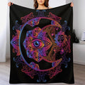 Boho Chic Throw Blanket Crescent Moon and Sun with Elements of The Mandala Pattern Blanket for Sofa Bed Couch Chair Or Dorm 30"x40"